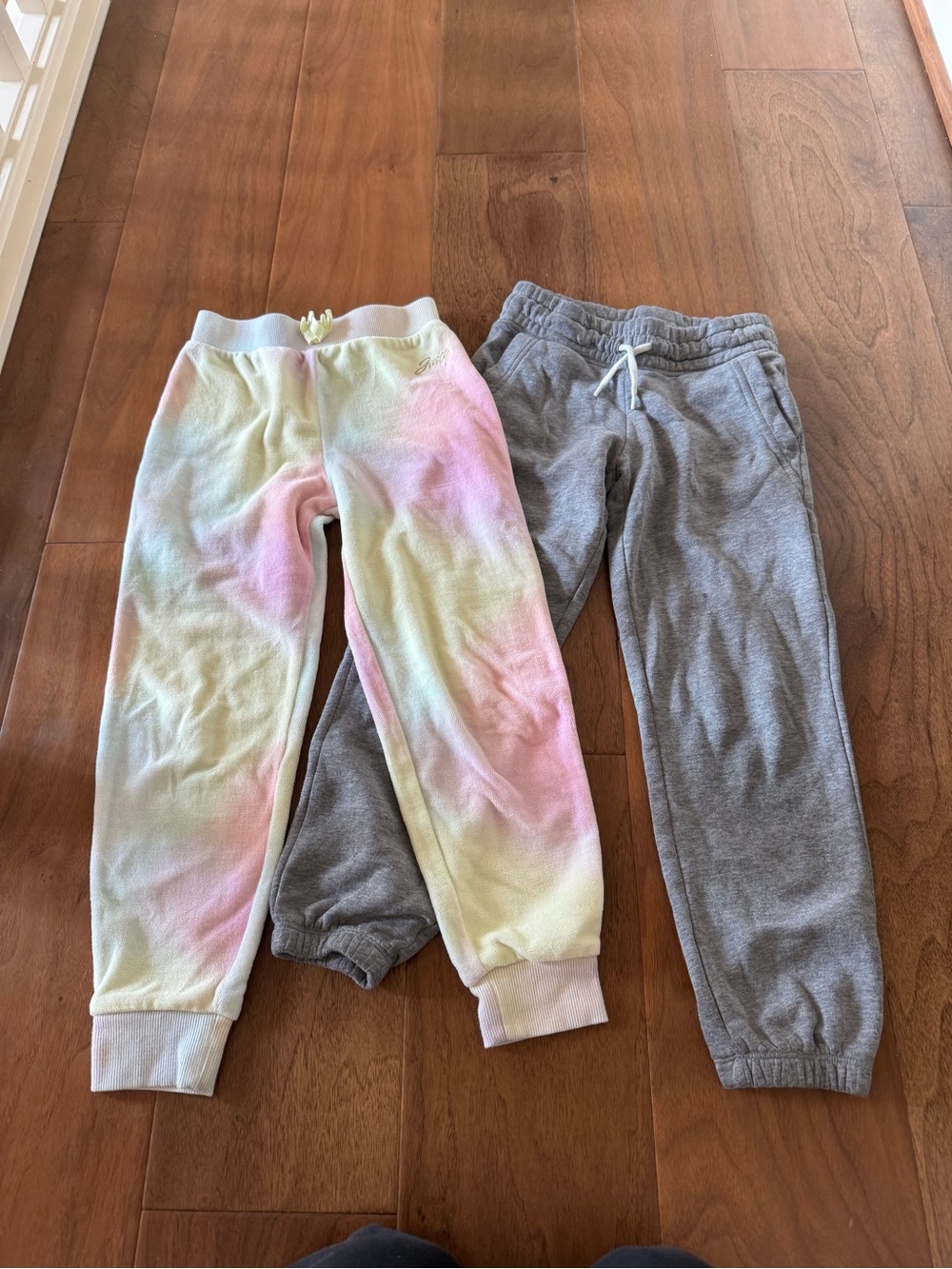 Girls Tie-Dye Pastel Fleece Joggers Bundle - Gray & Pastel, size 7